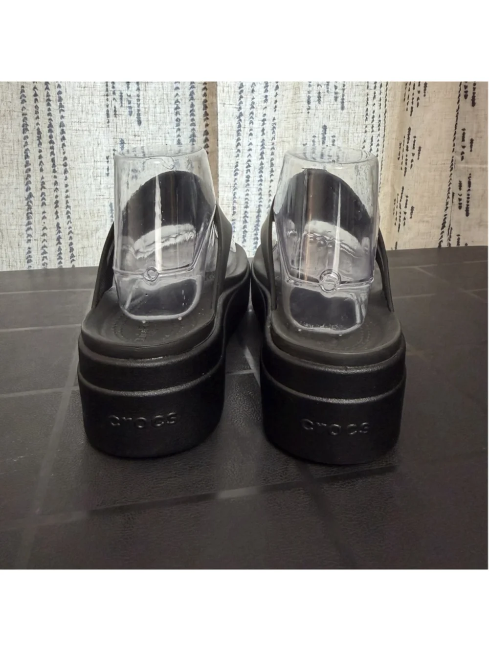 Crocs LiteRide Brooklyn Black Platform Wedge Flip Flops Womens Size 10